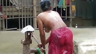 India Open Air Shower Of Sexy Village Bhabhi